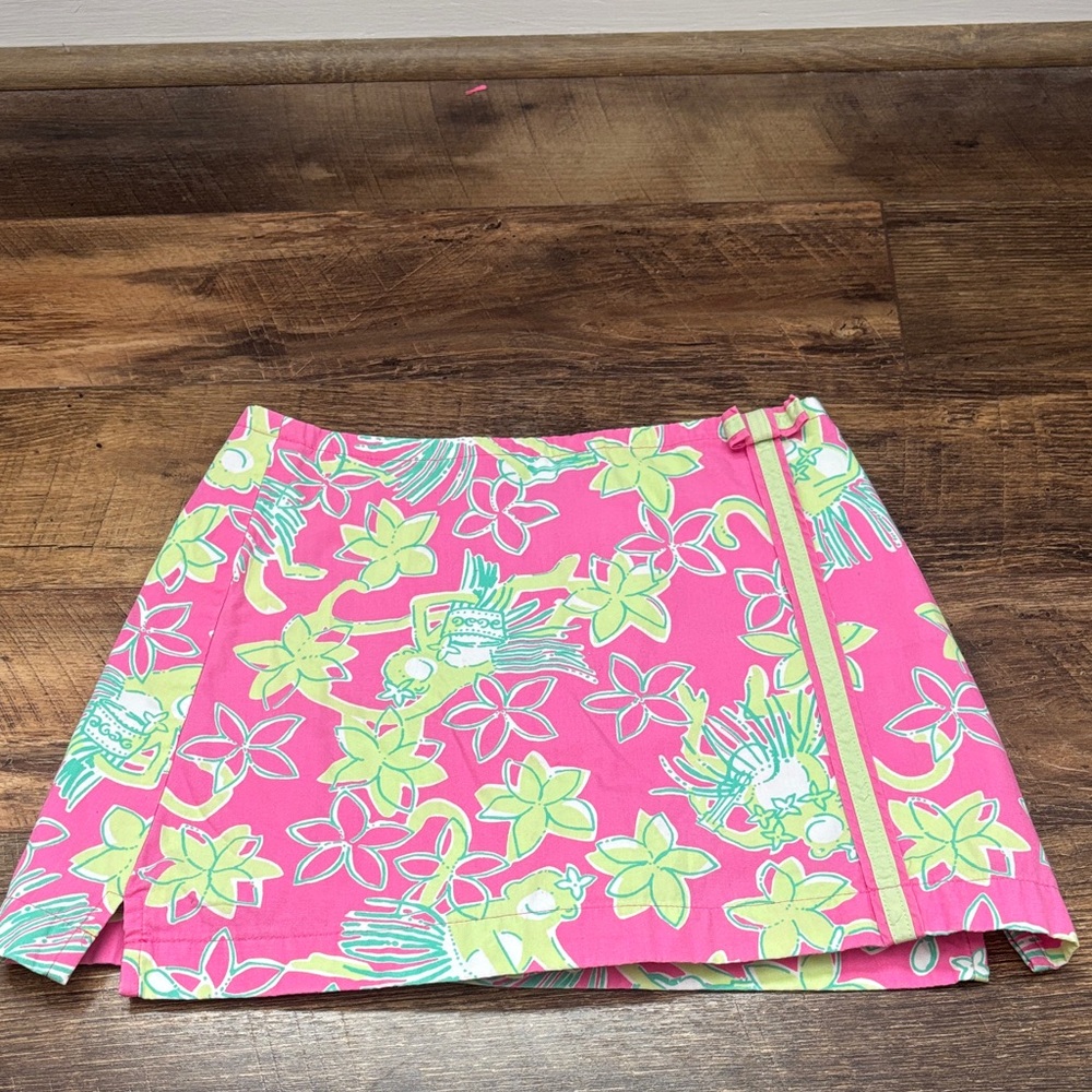 Lilly Pulitzer Pink and Green Floral Mini Skirt